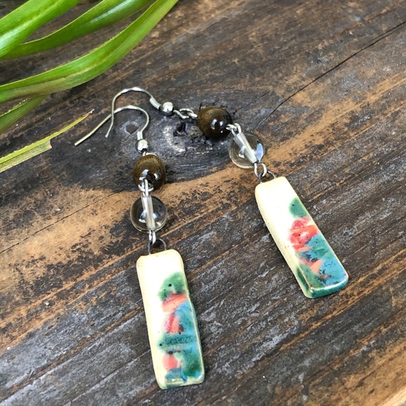 Ceramic Gemstone Earrings - Picture 2 of 5